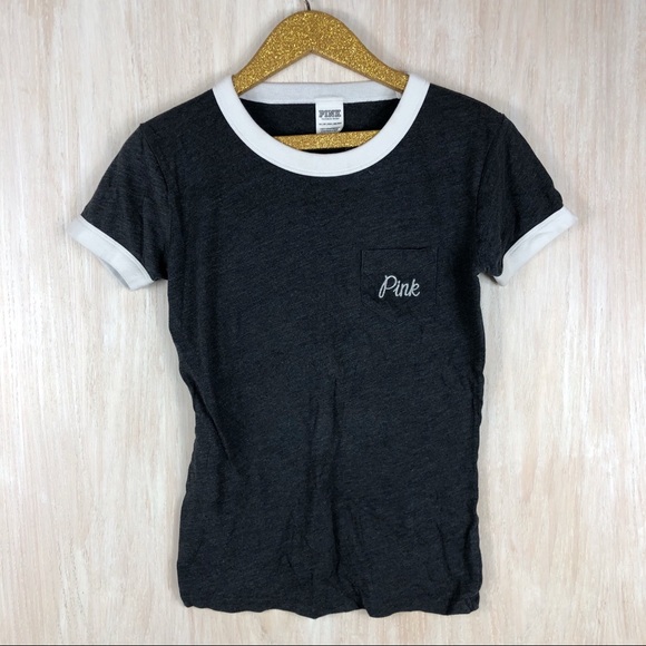 PINK Victoria's Secret Tops - PINK VS Gray Sequin Detail Basic T Shirt